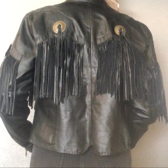 Vintage Pioneer Wear Western Fringe Leather Jacket - Picture 3 of 9